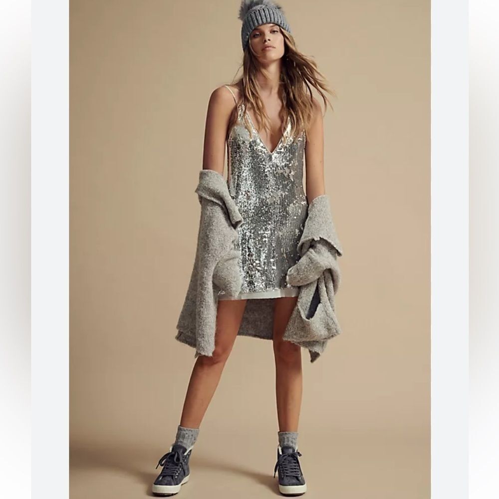 Free People Jen's Pirate Booty silver mini dress